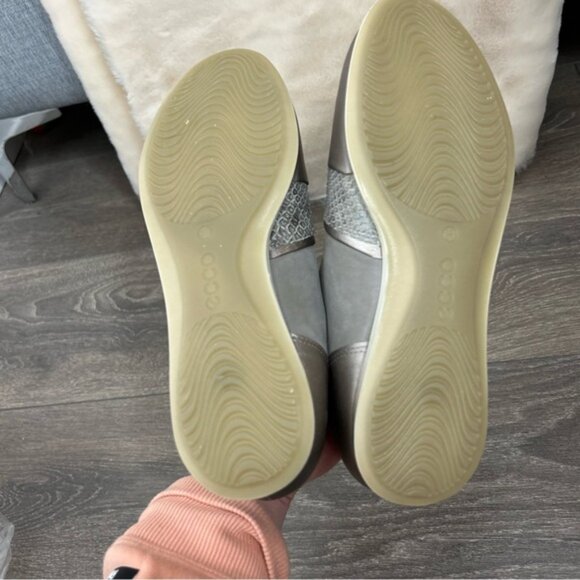 ECCO Silver Touch Sneaker Lace Shoes Metallic Leather Size 6 - Picture 12 of 12